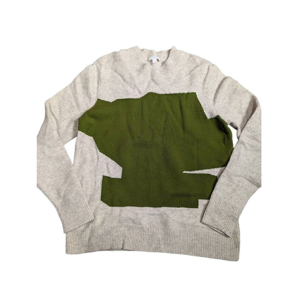 COS men's wool color block knitted crew neck sweater Small